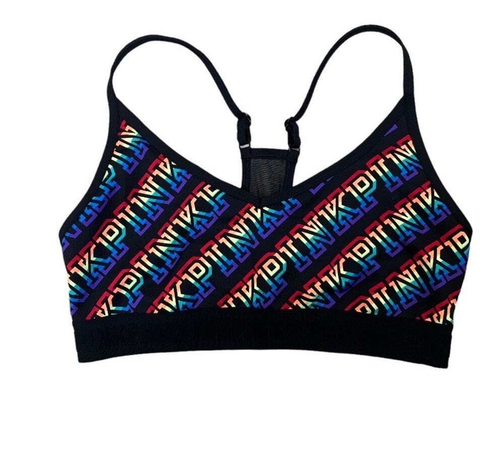 Victoria's Secret PINK Colorful Rainbow Sports Bra Large